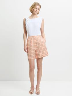 French Connection Mona Floral Motif Shorts, White/Multi, White/Multi