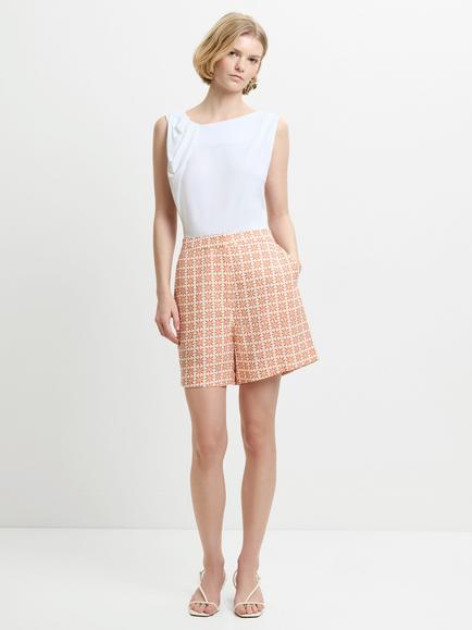 French Connection Mona Floral Motif Shorts, White/Multi, White/Multi