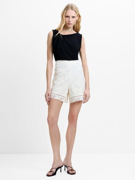 French Connection Zoe Lace Shorts, Porcelain Cream, Porcelain Cream