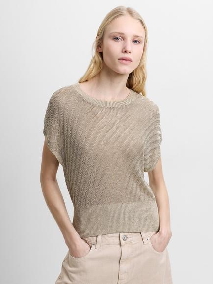 French Connection Jada Knit Top, Soft Gold, Soft Gold