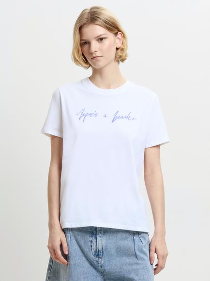 French Connection Life's A Beach Cotton T-Shirt, White, White