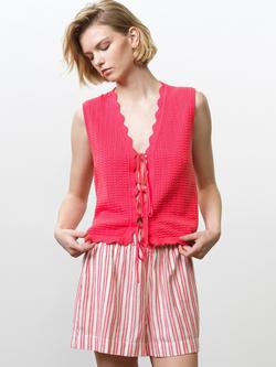 French Connection Lois Mozart Knit Tie Up Vest Top, Fuschia Pink - view 2, Fuschia Pink