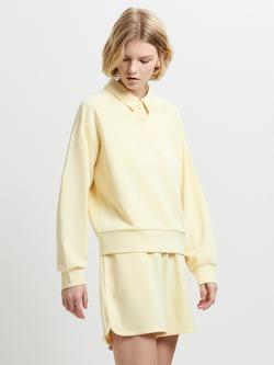 French Connection Wren Balloon Sleeve Rugby Top, Mellow Yellow, Mellow Yellow