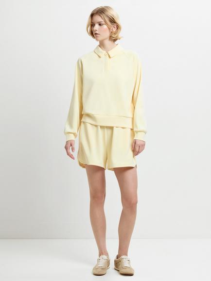 French Connection Wren Balloon Sleeve Rugby Top, Mellow Yellow - view 2, Mellow Yellow