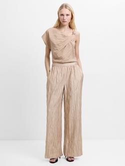 French Connection Novie Wide Leg Trousers, Warm Neutral, Warm Neutral