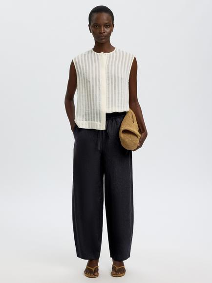 Selected Loose Barrel Trousers, Dark Navy - view 2, Dark Navy