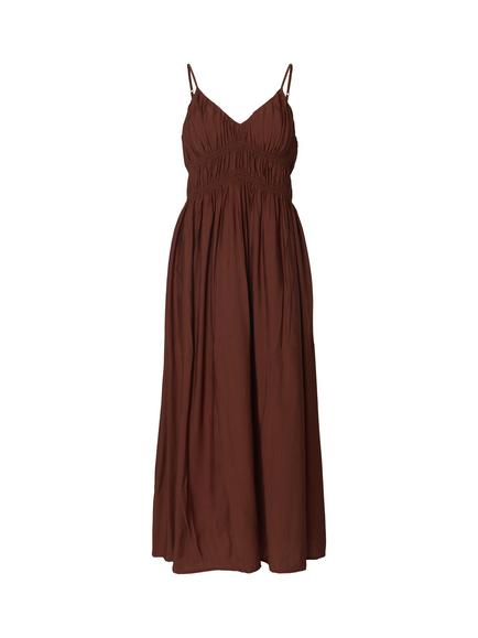Selected Jackie Sleeveless V-Neck Midi Dress containing LENZING™ ECOVERO™ Viscose, Brown, Brown