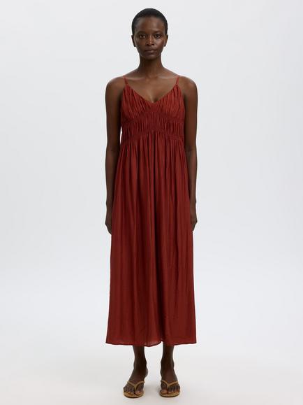 Selected Jackie Sleeveless V-Neck Midi Dress containing LENZING™ ECOVERO™ Viscose, Brown - view 2, Brown