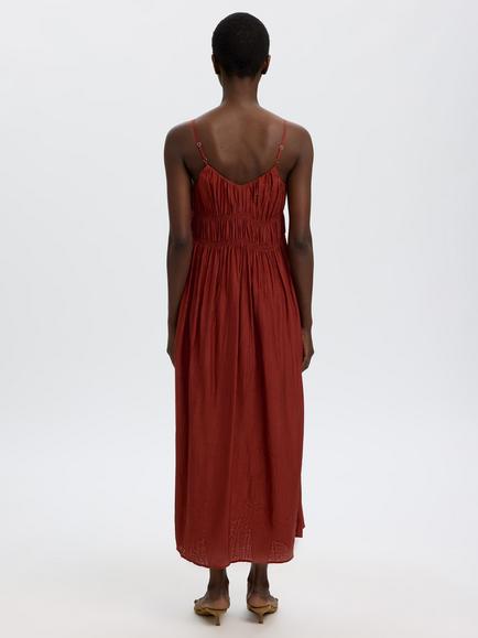 Selected Jackie Sleeveless V-Neck Midi Dress containing LENZING™ ECOVERO™ Viscose, Brown - view 2, Brown