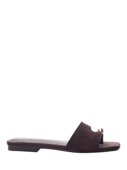 Moda in Pelle Leera Embellished Footbed Sandals, Dark Brown, Dark Brown