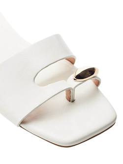 Moda in Pelle Leera Embellished Footbed Sandals, White - view 2, White