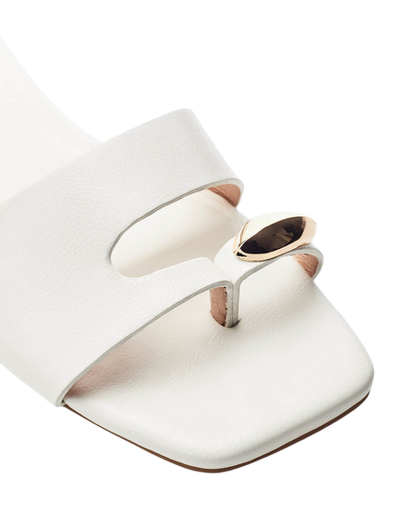Moda in Pelle Leera Embellished Footbed Sandals, White - view 2, White