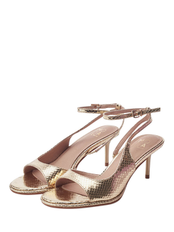 Moda in Pelle Manella Snake Print Cut Out Sandals, Gold - view 2, Gold