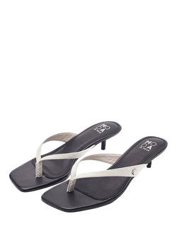 Moda in Pelle Melodi Kitten Heel Toe Post Sandals, Monochrome - view 2, Monochrome