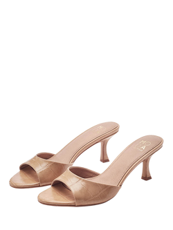 Moda in Pelle Minka Kitten Heel Mule Sandals, Camel - view 2, Camel