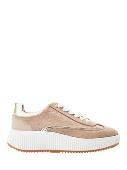 Moda in Pelle Baretti Lace Up Trainers, Taupe, Taupe