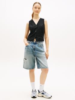 Tommy Hilfiger V-Neck Linen Rich Waistcoat, Black - view 2, Black