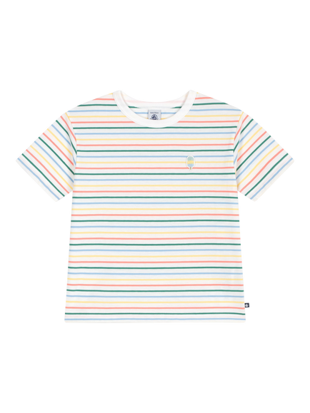 Petit Bateau Kids' Striped T-Shirt, Cream, Cream