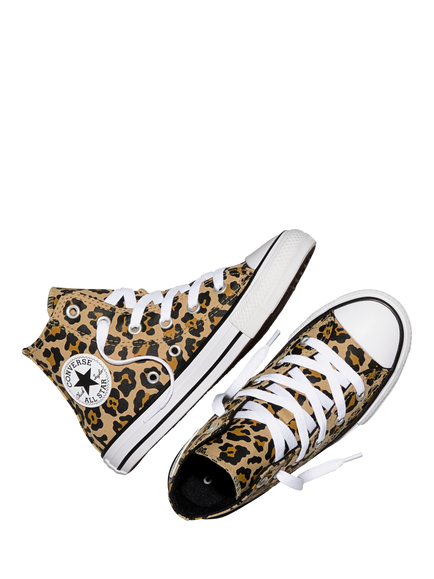 Converse Kids' Chuck All Stars Leopard Print Trainers, Hay Day/Black - view 2, Hay Day/Black