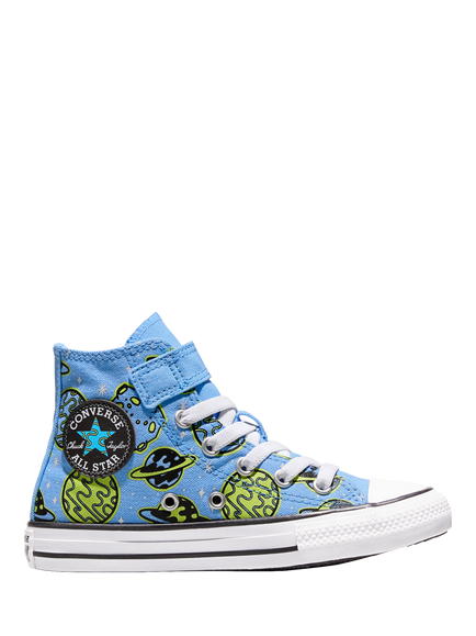Converse Kids' Chuck Taylor All Star Hi Top Lace Up Trainers, Blue/Neon Mantis, Blue/Neon Mantis