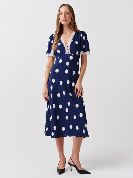 Ghost Belle Dress, Navy Spot