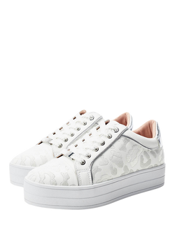 Moda in Pelle Buttercup Leather Lace Up Trainers - view 2, White