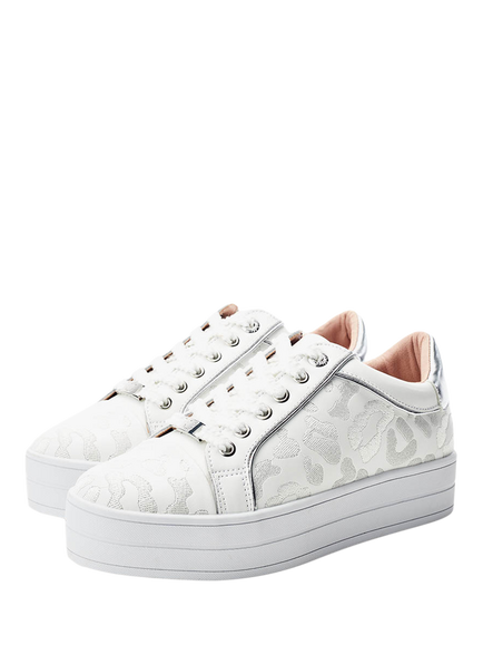 Moda in Pelle Buttercup Leather Lace Up Trainers - view 2, White