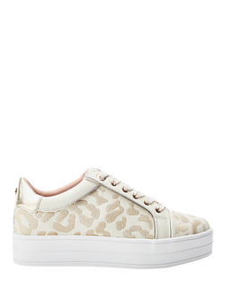 Moda in Pelle Buttercup Leather Lace Up Trainers, Off White