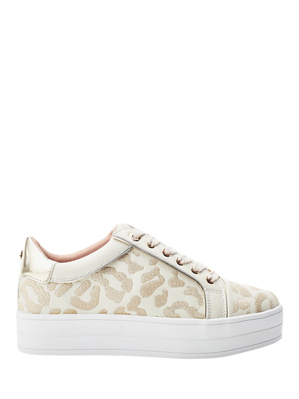 Moda in Pelle Buttercup Leather Lace Up Trainers, Off White