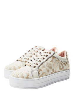 Moda in Pelle Buttercup Leather Lace Up Trainers - view 2, Off White
