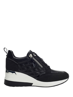 Moda in Pelle Carrley Wedge Heel Lace Up Trainers, Black