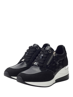 Moda in Pelle Carrley Wedge Heel Lace Up Trainers - view 2, Black