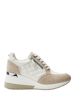 Moda in Pelle Carrley Wedge Heel Lace Up Trainers, White