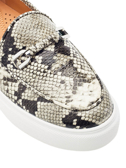 Moda in Pelle Ettala Animal Print Snaffle Trim Loafer Trainers, Grey/Multi - view 2, Grey/Multi