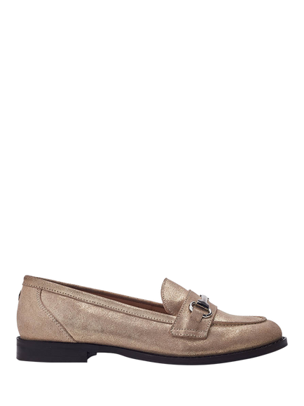 Moda in Pelle Elarra Leather Loafers, Champagne, Champagne