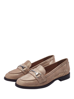 Moda in Pelle Elarra Leather Loafers, Champagne - view 2, Champagne