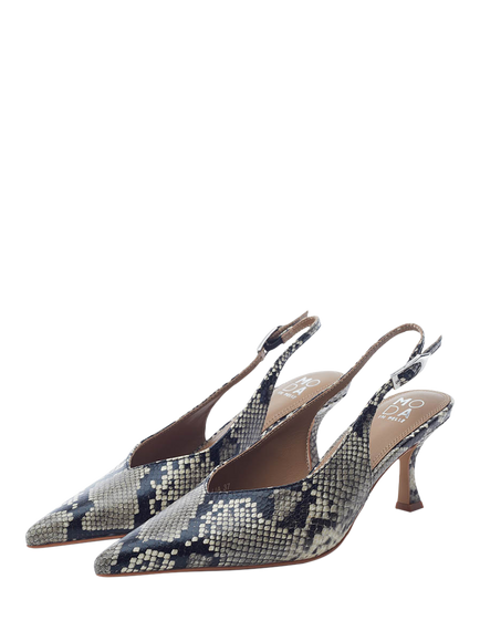 Moda in Pelle Gallia Pointed Toe Slingback Court Shoes - view 2, Grey