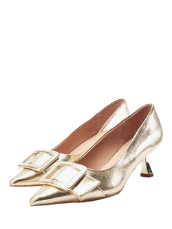 Moda in Pelle Ghiselle Kitten Heel Court Shoes, Gold - view 2, Gold