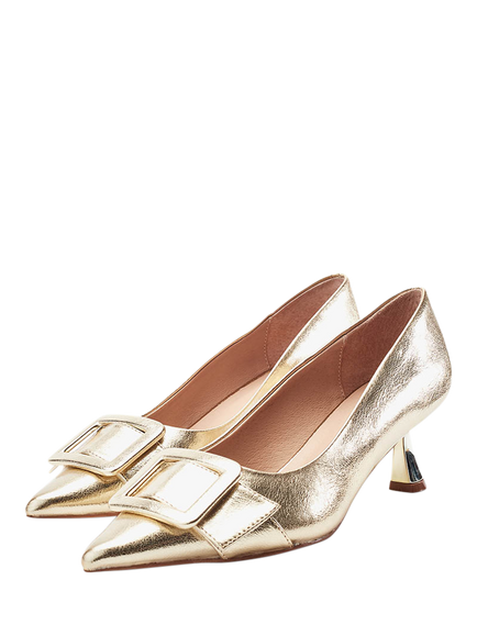 Moda in Pelle Ghiselle Kitten Heel Court Shoes, Gold - view 2, Gold