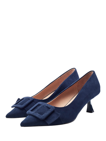 Moda in Pelle Ghiselle Kitten Heel Court Shoes - view 2, Navy