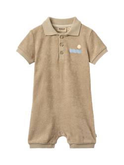 WHEAT Baby Sully Polo Playsuit, Sand Stone, Sand Stone