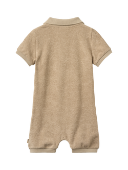 WHEAT Baby Sully Polo Playsuit, Sand Stone - view 2, Sand Stone