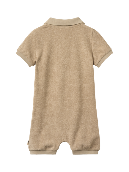 WHEAT Baby Sully Polo Playsuit, Sand Stone - view 2, Sand Stone