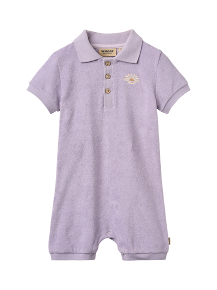 WHEAT Baby Sully Polo Playsuit, Lilac, Warm Cosmic Lilac