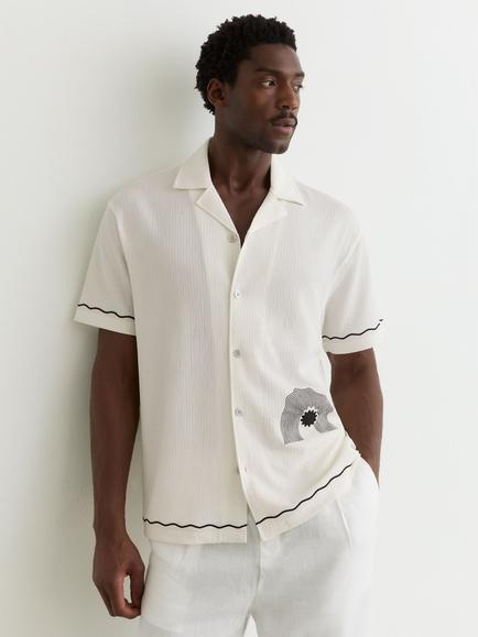 Reiss Solano Short Sleeve Shirt, White, White