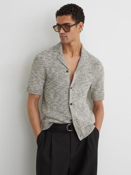 Reiss Addis Cotton Short Sleeve Shirt, Natural, Natural