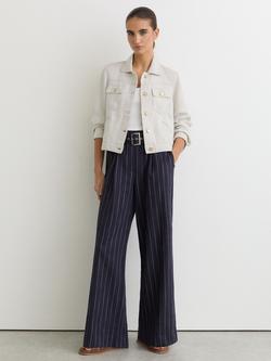 Reiss Carmen Linen Blend Trucker Jacket, Neutral, Neutral