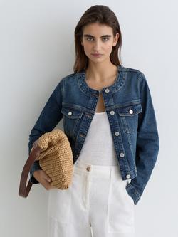 Reiss Medora Denim Jacket, Mid Blue, Mid Blue