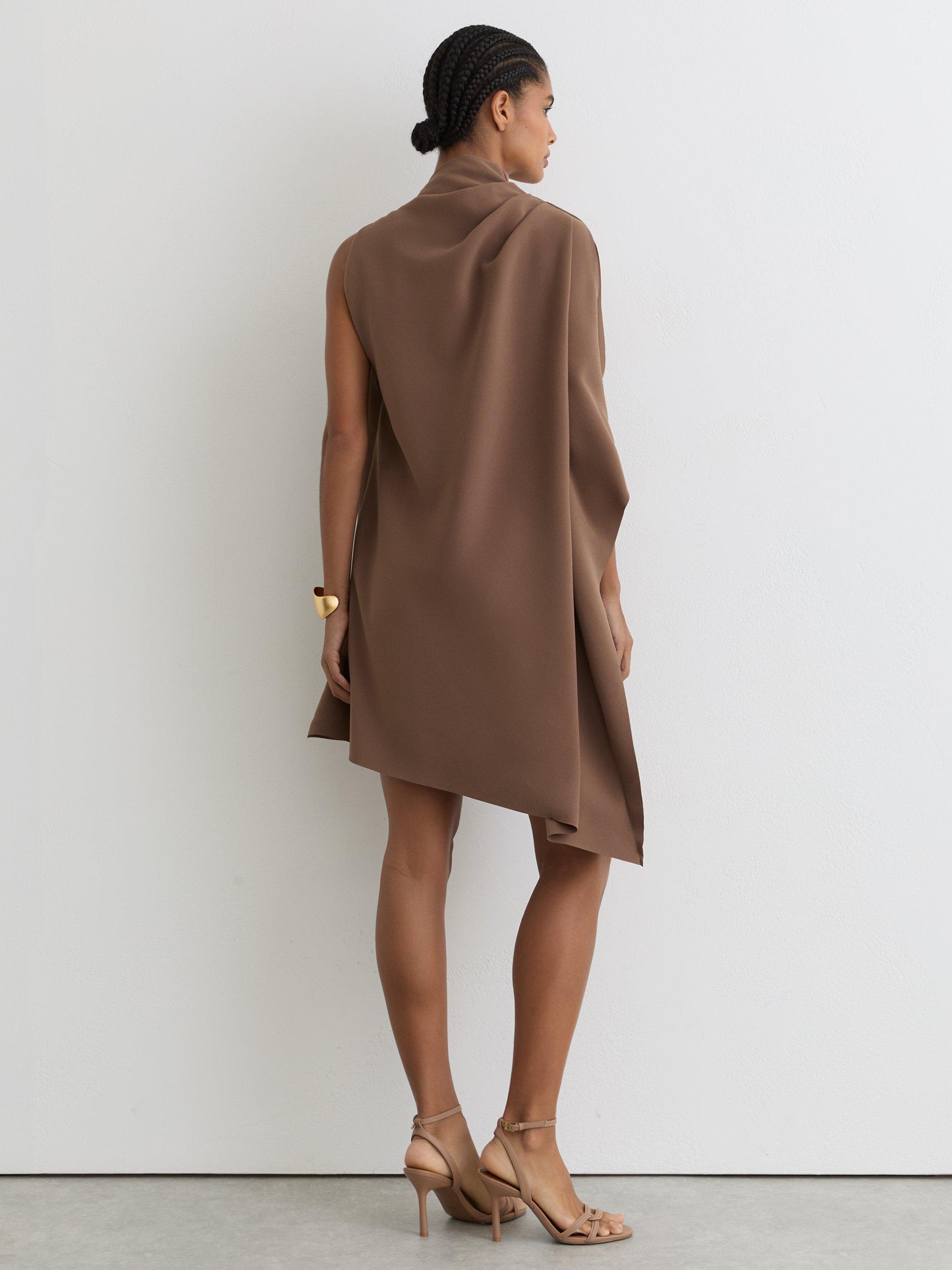 ellery one shoulder draped mini dress in pale pink Petal and Pup Women's Lolana Draped One Shoulder Dress