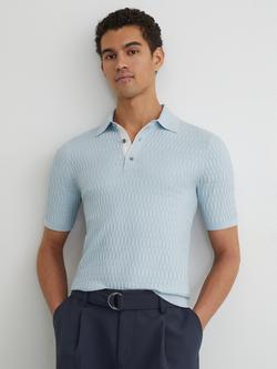 Reiss Era Textured Polo Shirt, Soft Blue, Soft Blue